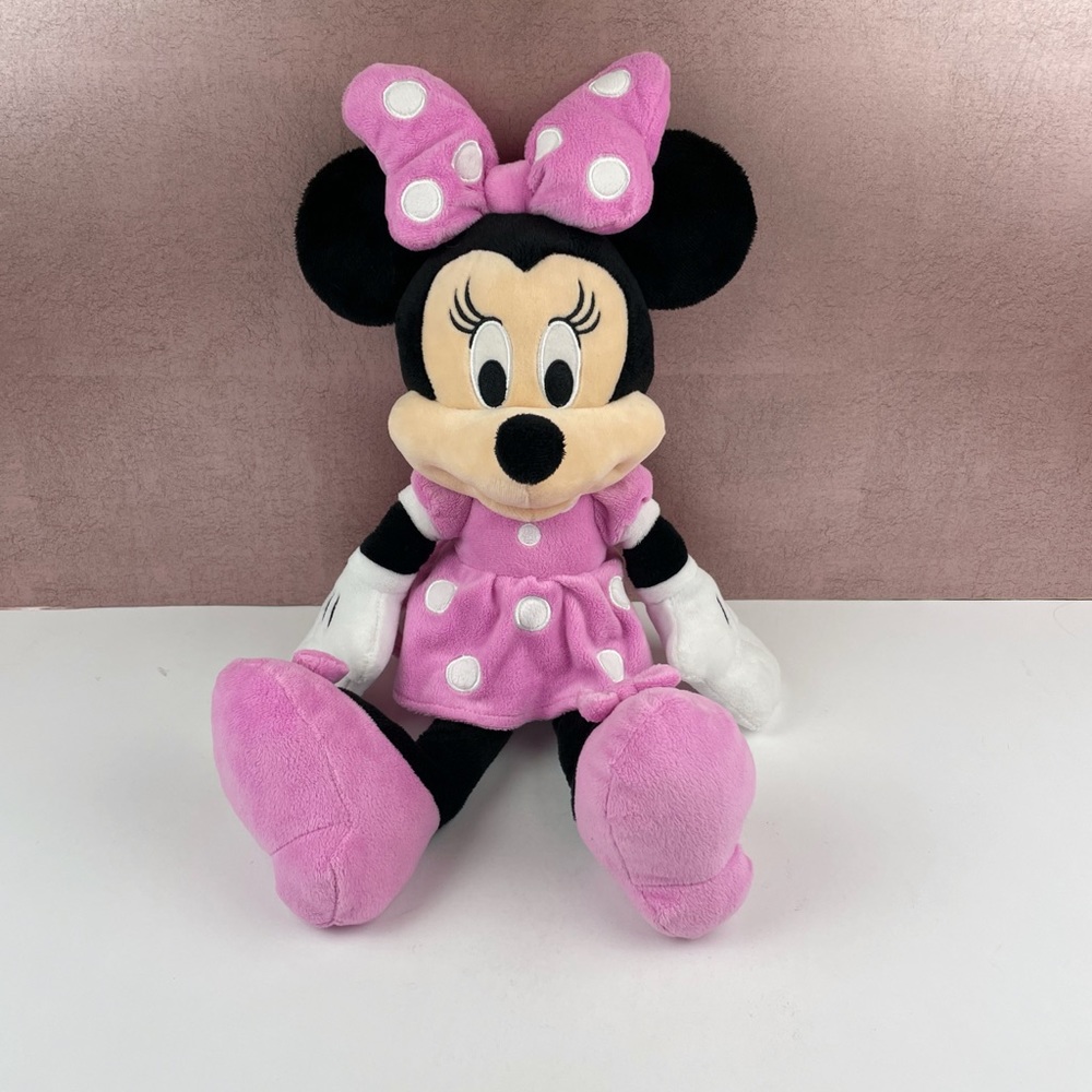Disney Pink Black Minnie Mouse Plush Stuffed Animal Toy
